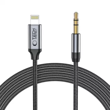 TECH-PROTECT UltraBoost Cabo Lightning para mini-jack AUX 3.5mm 100cm Preto