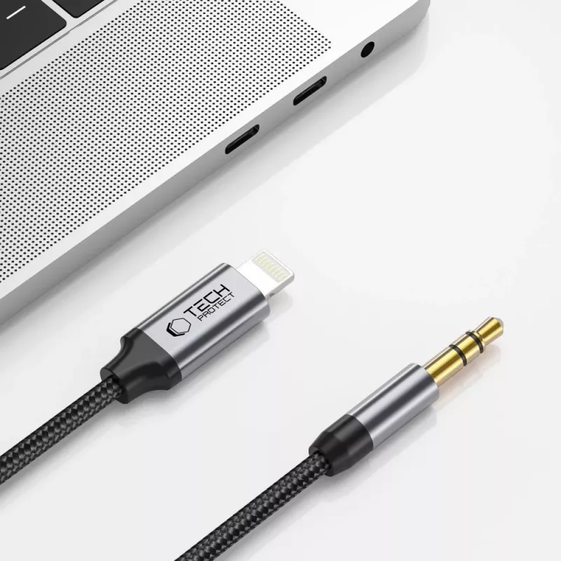 TECH-PROTECT UltraBoost Cabo Lightning para mini-jack AUX 3.5mm 100cm Preto