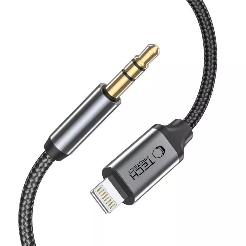 TECH-PROTECT UltraBoost Cabo Lightning para mini-jack AUX 3.5mm 100cm Preto