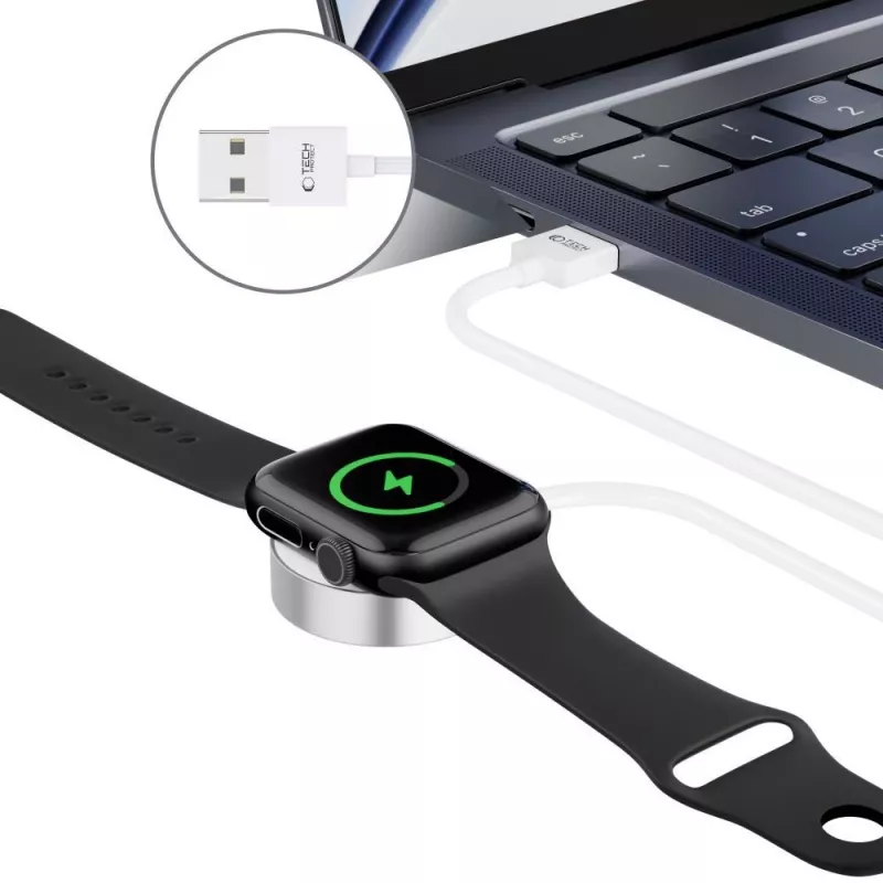 TECH-PROTECT ULTRABOOST Cabo de carregamento magnético 120cm Apple Watch branco