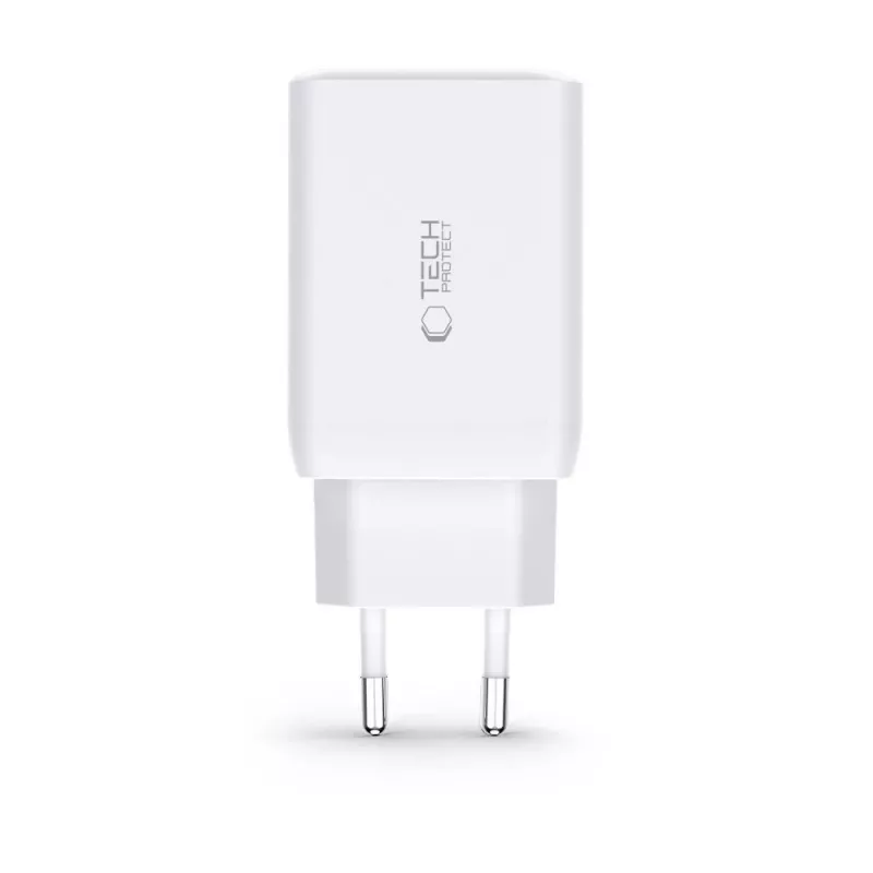 TECH-PROTECT C65W Carregador de parede 3 portas PD 65W / QC3.0 branco