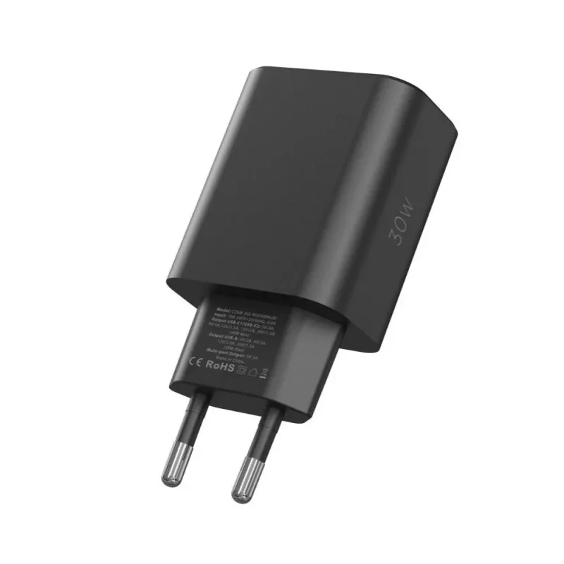 Tech-Protect NC30W Carregador USB-C 3 portas preto 30W