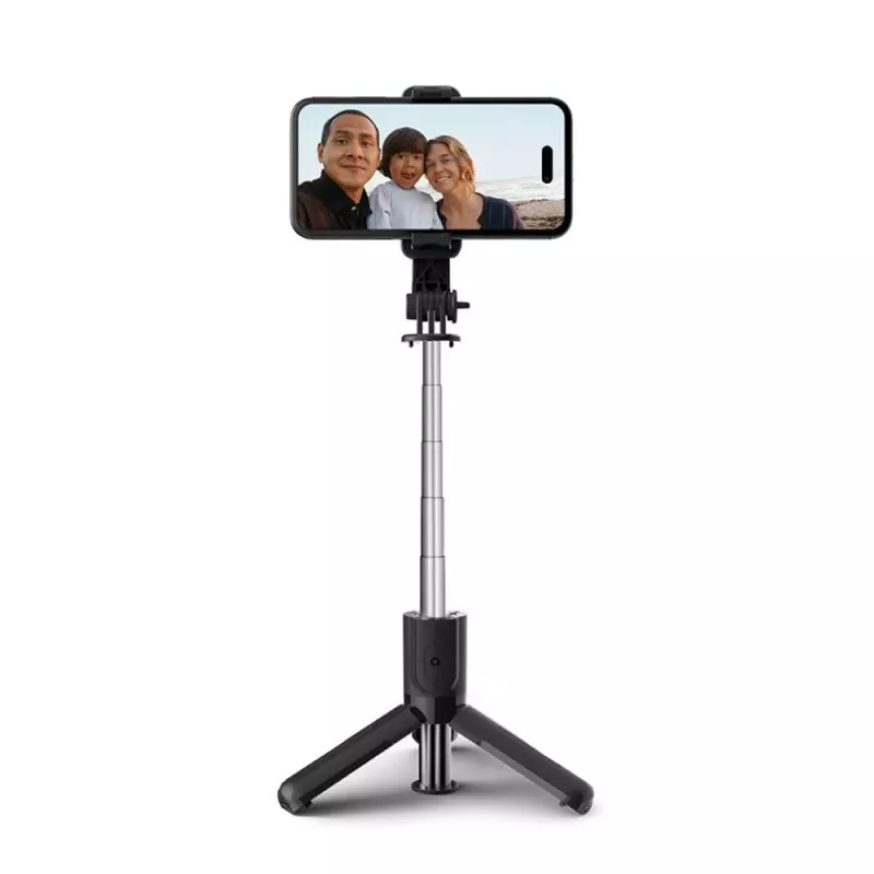 Tech-Protect L02S Pau de selfie com tripé e comando Bluetooth, preto
