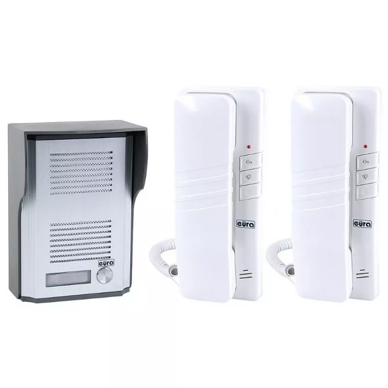 Intercomunicador de áudio com fios EURA ADP-48A3 (RL-3203CC) - branco/prateado