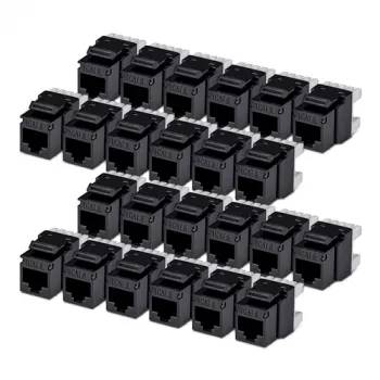 StarTech.com Cat6 Keystone Jack pack de 24 conector RJ45 Ethernet Keystone UTP Cat6 tomada de parede 180 graus 110 Punch Down preto