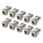 StarTech.com módulo Keystone Jack Cat6a blindado pack de 10 RJ45 Ethernet fêmea, STP, 90 graus angular, sem ferramentas, prateado, 10GBase-T