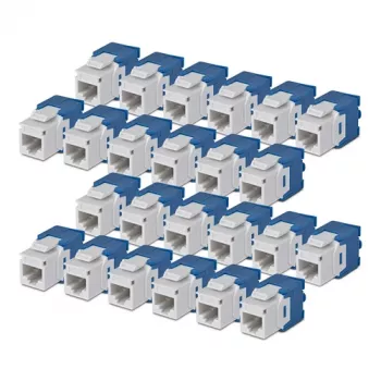 StarTech.com Cat6 Keystone Jack pack de 24 acoplador RJ45 Ethernet Keystone 180 graus sem ferramentas, UTP, branco