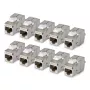 StarTech.com módulo Keystone Jack Cat6a blindado, pack de 10 acoplador RJ45 Ethernet, tomada de parede STP Cat6a, 180 graus, sem ferramentas, plano, prateado