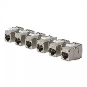 StarTech.com módulo Keystone Jack Cat8 pack de 6 acoplador RJ45 Ethernet Keystone, tomada de parede UTP Cat8, 180 graus, sem ferramentas, plano, prateado, RJ-45, fêmea, 25/40GBase-T
