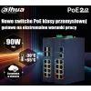 Switch industrial gerido Dahua CHS4412-8GT-125, 12 portas (8x Gigabit RJ45 + 4x SFP), alimentação dupla DC, calha DIN