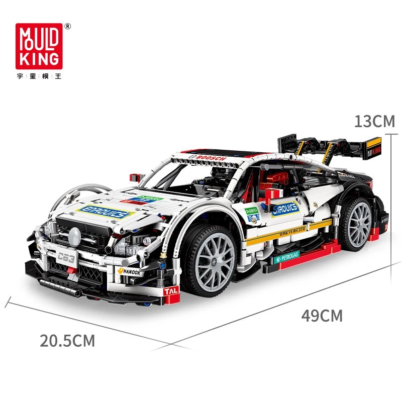Conjunto de blocos de construção MOULD KING Mercedes-AMG C63 DTM carro de corrida escala 1:8 (2270 peças) - MK13075