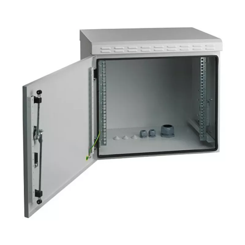 Caixa de parede 19 polegadas EFB-Elektronik IP55, 12U, porta de aço, profundidade 450 mm, RAL 7035