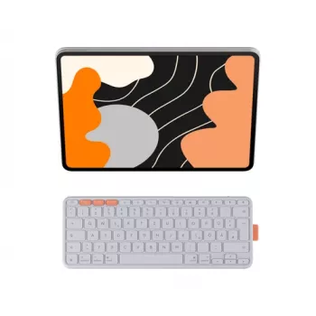 Logitech Flip Folio Capa com Teclado para Apple iPad Air 13 polegadas (M2, M3) - Cinzento Claro - Layout QWERTZ Alemão