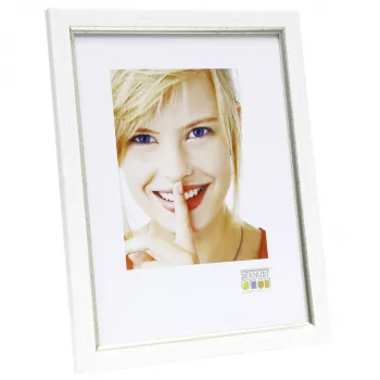 Deknudt S46AF1 Moldura Individual 13x18 cm Prateado MDF Plástico Branco Passe-Partout