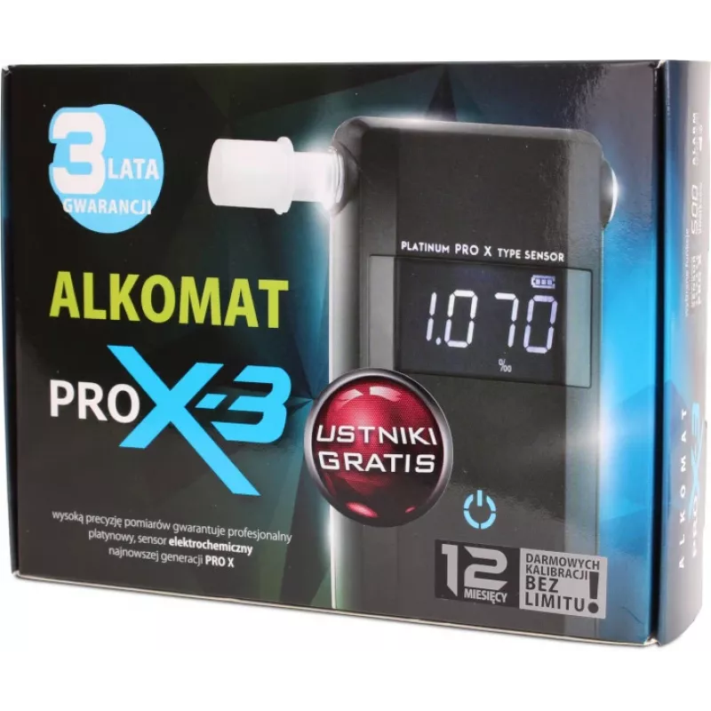 AlcoFind PRO-X-3 Alcoolímetro com boquilhas, calibração de 12 meses