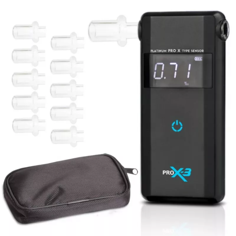AlcoFind PRO-X-3 Alcoolímetro com boquilhas, calibração de 12 meses