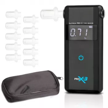 AlcoFind PRO-X-3 Alcoolímetro com boquilhas, calibração de 12 meses
