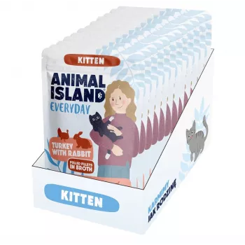 ANIMAL ISLAND Kitten Peru & Coelho Comida húmida para gatos 12x85g