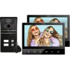 Eura VDP-80C5 Videoporteiro para duas famílias, Preto, 2x ecrã LCD 7 polegadas, FHD, 2 entradas, câmara 1080p, leitor RFID, montagem à superfície