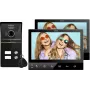 Eura VDP-80C5 Videoporteiro para duas famílias, Preto, 2x ecrã LCD 7 polegadas, FHD, 2 entradas, câmara 1080p, leitor RFID, montagem à superfície