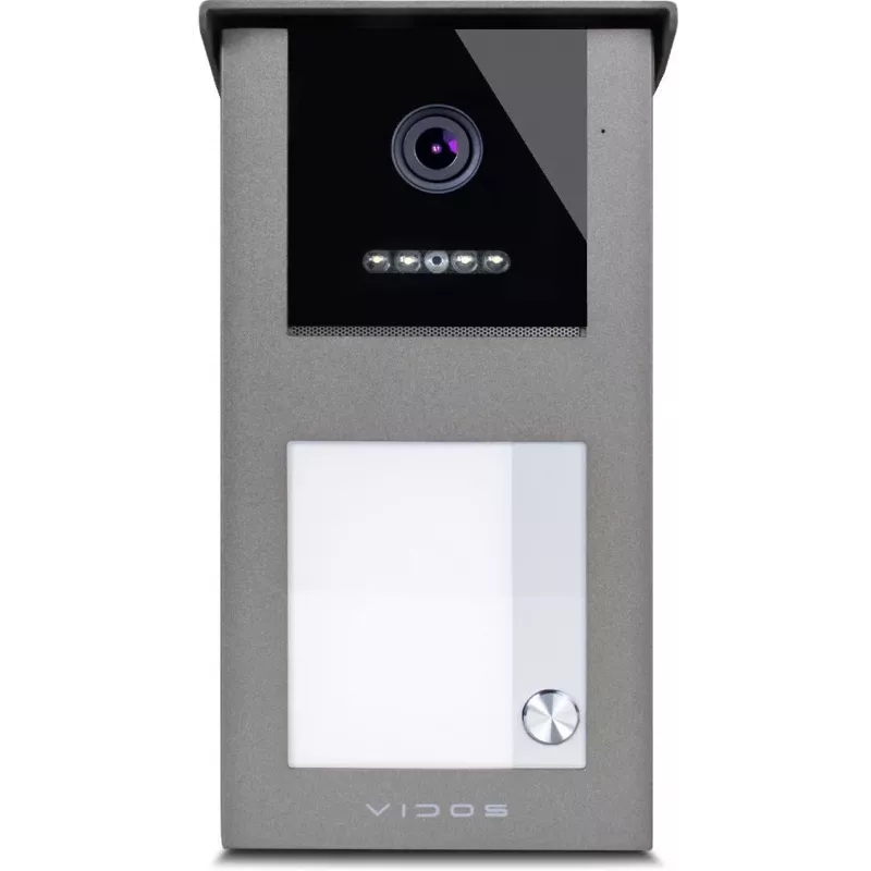 VIDOS IPX S101-1 Painel exterior com leitor RFID, câmara 2MP, PoE, preto