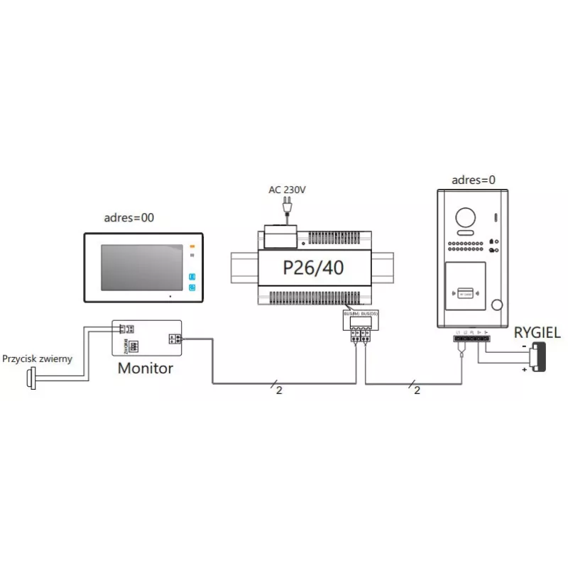 VIDOS DUO S1101A Posto de porta - 1 botão de chamada, prateado, montagem à superfície, 2 fios, IP65