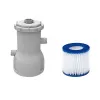 AVENLI Piscina de estrutura de aço retangular 394x207x80 cm com bomba de filtragem, escada, cobertura e lona de fundo