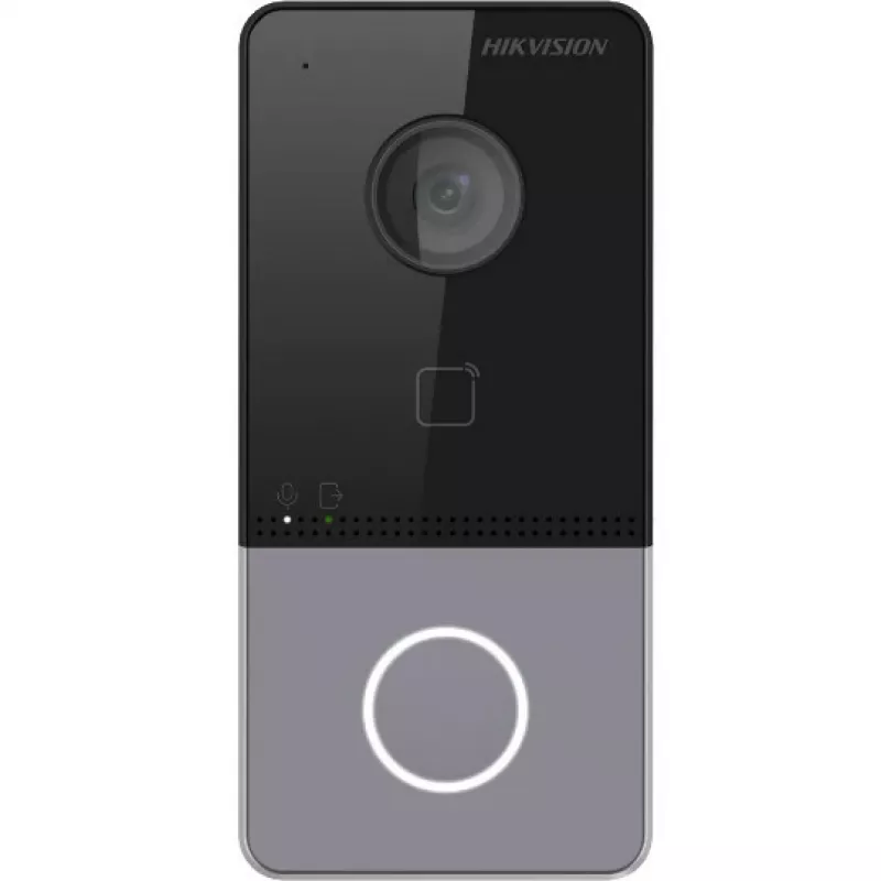 Hikvision DS-KV6113-PE1(C) Posto de vídeo de porta com câmara de 2 MP, PoE, leitor de cartões Mifare, IP65, IK08, preto