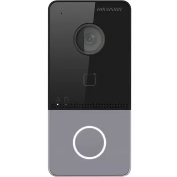 Hikvision DS-KV6113-PE1(C) Posto de vídeo de porta com câmara de 2 MP, PoE, leitor de cartões Mifare, IP65, IK08, preto