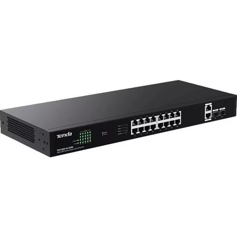 Tenda TEG1120P-16-250W Switch PoE+ não gerido 18 portas Gigabit 2 SFP 250W