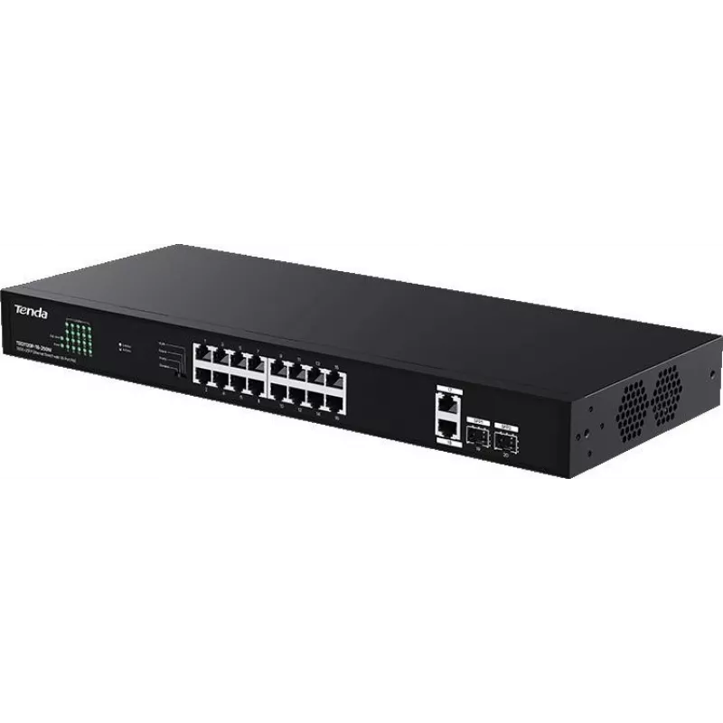 Tenda TEG1120P-16-250W Switch PoE+ não gerido 18 portas Gigabit 2 SFP 250W