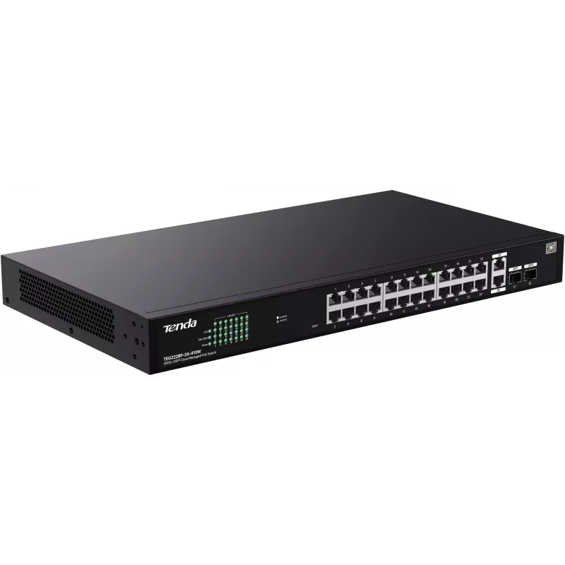 Tenda TEG2228P-24-410W Switch PoE+ gerido 26x Gigabit Ethernet + 2x SFP, 410W