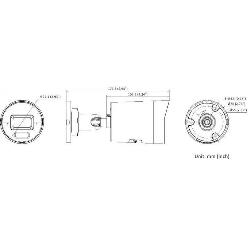 Hikvision DS-2CD2083G2-LI2U(2.8mm)(BLACK) Câmara IP Bullet fixa AcuSense 8MP com Smart Hybrid Light