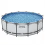 Bestway 5612X Piscina de estrutura de aço acima do solo 427 x 122 cm (14 ft x 48 in) Piscina redonda com bomba de filtragem, escada, cobertura, lona de fundo e dosador ChemConnect