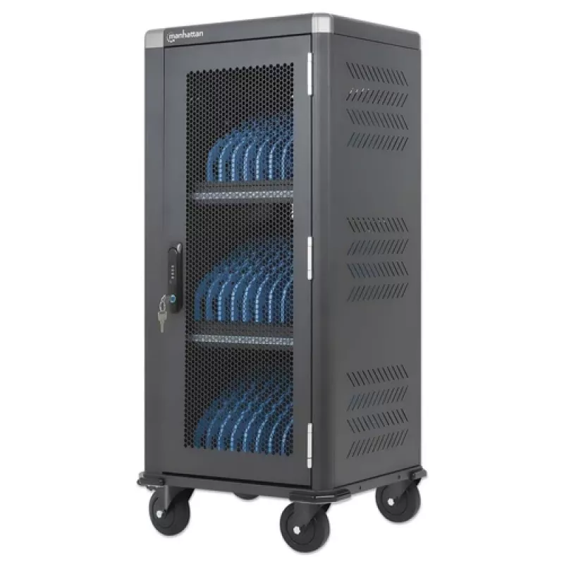 Manhattan 181471 carrinho de carregamento USB-C de 30 compartimentos, 30 W por porta, preto