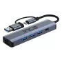INCA hub IUTP-5T USB-C/A para 3x USB-A 3.0 / RJ45 5 Gbit/s cinzento