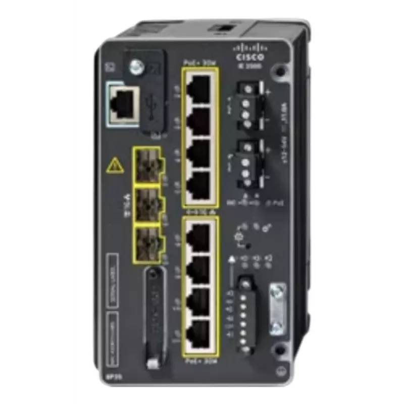 CISCO IE-3500-8P3S-A switch industrial gerido, 8 GE PoE+ e 3 GE SFP Modular, NA
