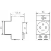 Tomada modular Noark Ex9DS-F 106194, calha DIN TH-35, 2,5 m, Schuko (tipo F), 16 A, 250 V, Branco/Cinzento