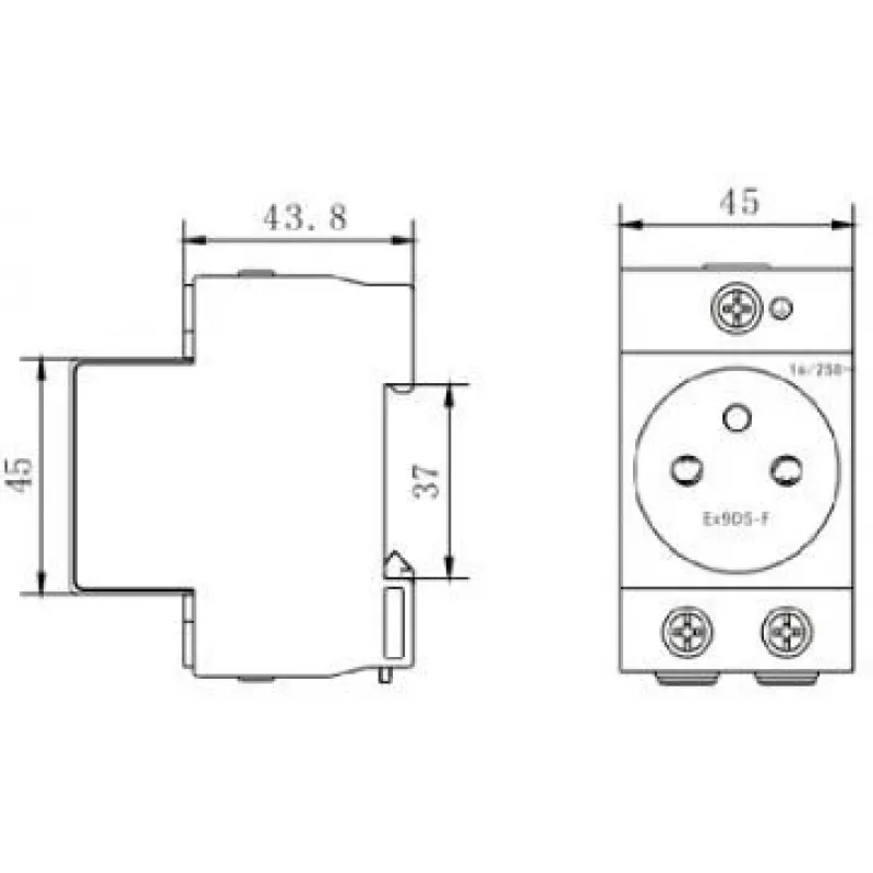 Tomada modular Noark Ex9DS-F 106194, calha DIN TH-35, 2,5 m, Schuko (tipo F), 16 A, 250 V, Branco/Cinzento