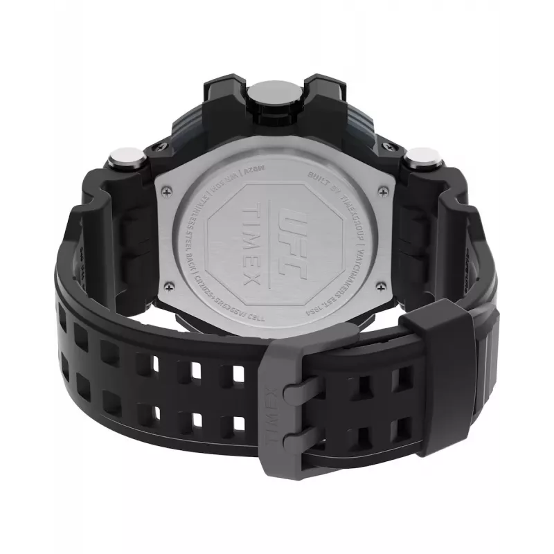 Relógio digital de homem TIMEX TW5M51800 53mm Caixa de resina Bracelete de resina preta Mostrador cinzento Luz noturna INDIGLO 100m de resistência à água