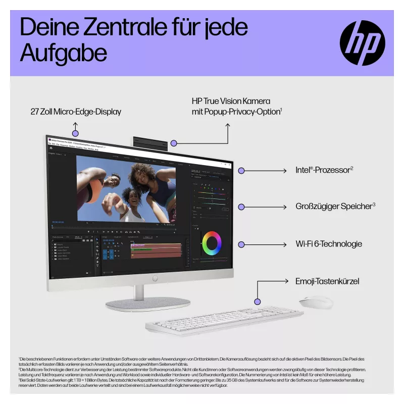 HP 27-cr0475ng All-in-One PC, 27 polegadas FHD IPS, Intel Core i7-1355U, 16GB RAM, 1TB SSD, Windows 11 Home, Branco