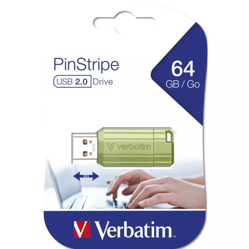 Verbatim Store n Go Pinstripe USB 2.0 Eucalyptus Green 64GB pen drive
