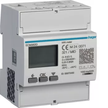 Hager ECM382D contador de energia trifásico direto 80A 4M M-Bus MID