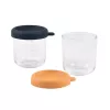 BEABA Conjunto de frascos de vidro com tampas 2 x 250 ml azul-noite/mel