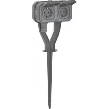 Legrand 069759L Plexo New Garden Power Post 2 tomadas Schuko pré-montadas IP44 cinzento ardósia
