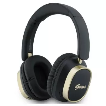 Guess Auscultadores Bluetooth Over-Ear ENC Rectangle Metal Script Preto
