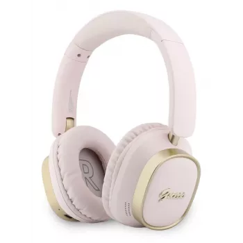 Guess Auscultadores Bluetooth Over-Ear ENC Rectangle Metal Script Rosa