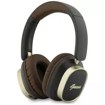 Guess Auscultadores Bluetooth Over-Ear ENC Rectangle Metal Script Castanho