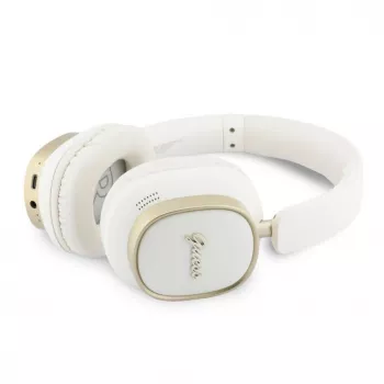 Guess Auscultadores Bluetooth Over-Ear ENC Rectangle Metal Script Branco