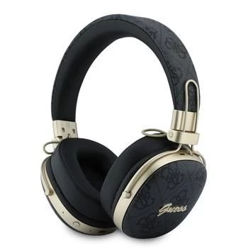 Guess Auscultadores Bluetooth Over-Ear com ENC, Metal 4G Script Logo, Preto